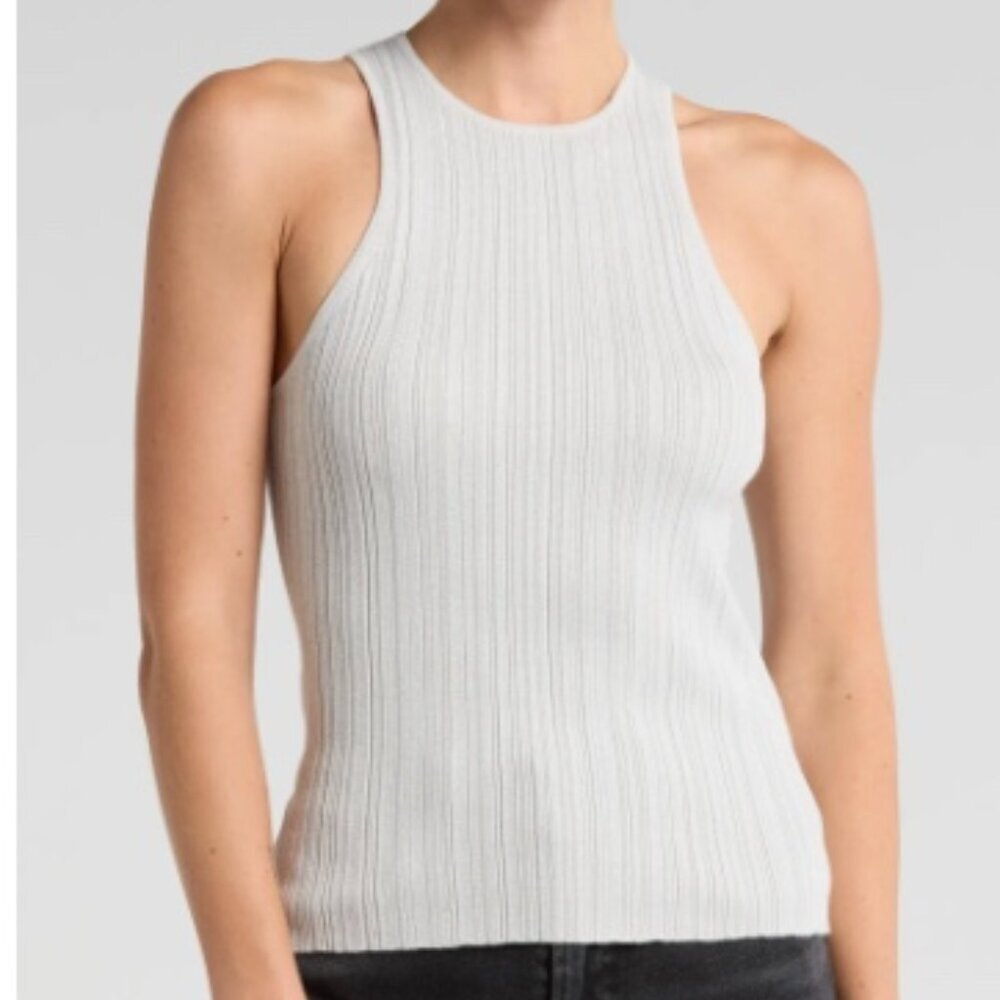 Madewell Women's The Signature Cutaway Sweater Tank Sz M Silver NWT #0593